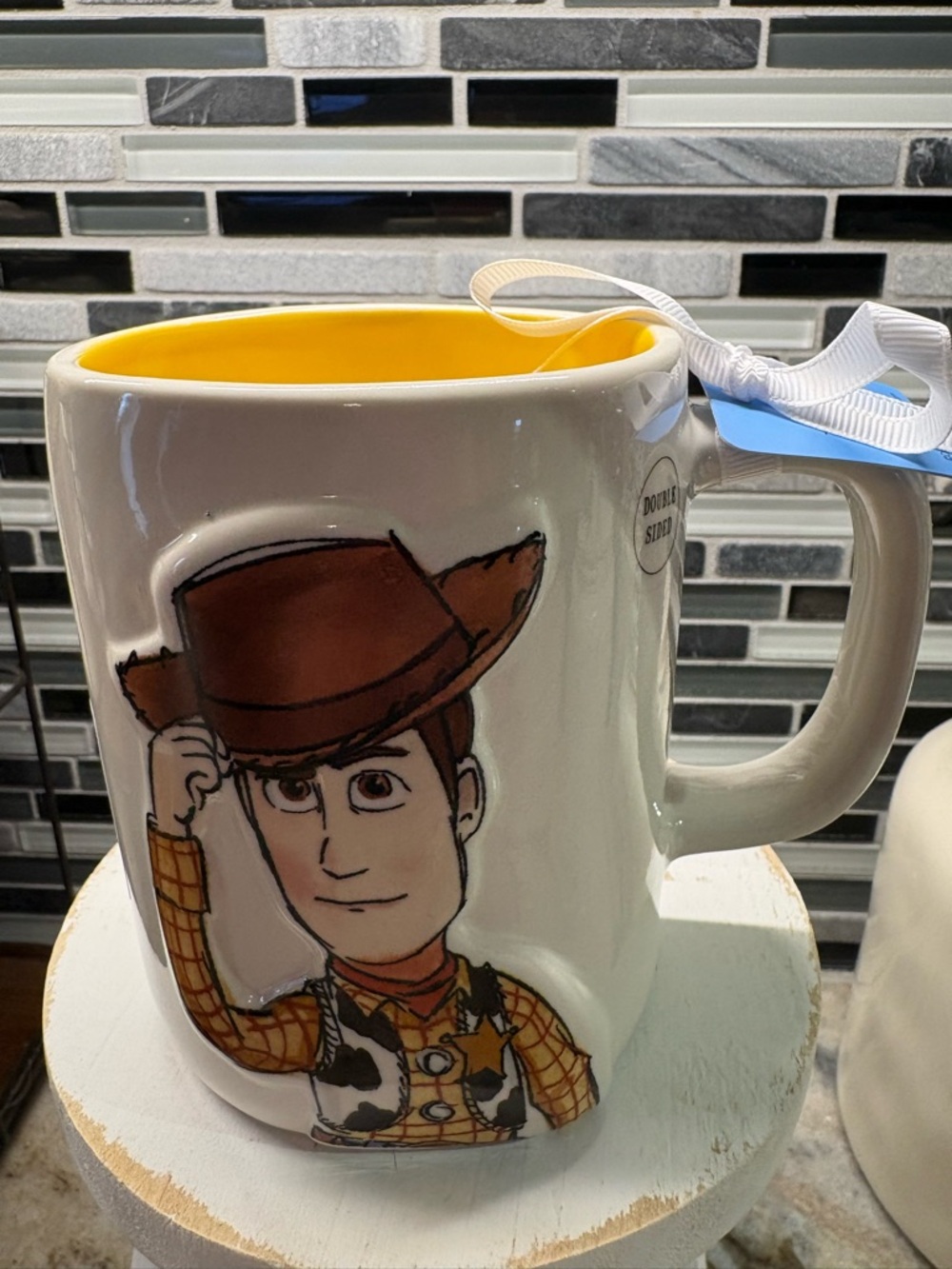 Rae Dunn Yellow-Interior Cowboy Character Ceramic Mug